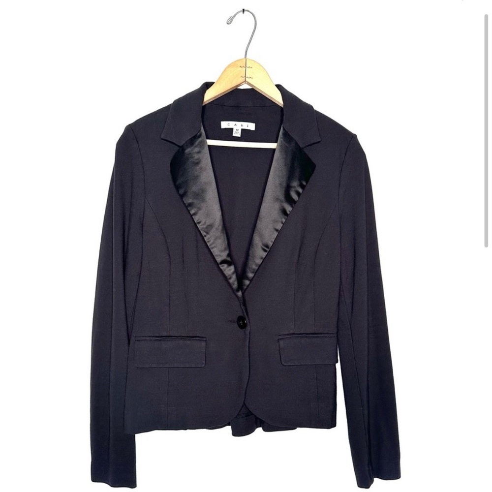 Cabi | Black Mixed Media Tuxedo Blazer Size Medium